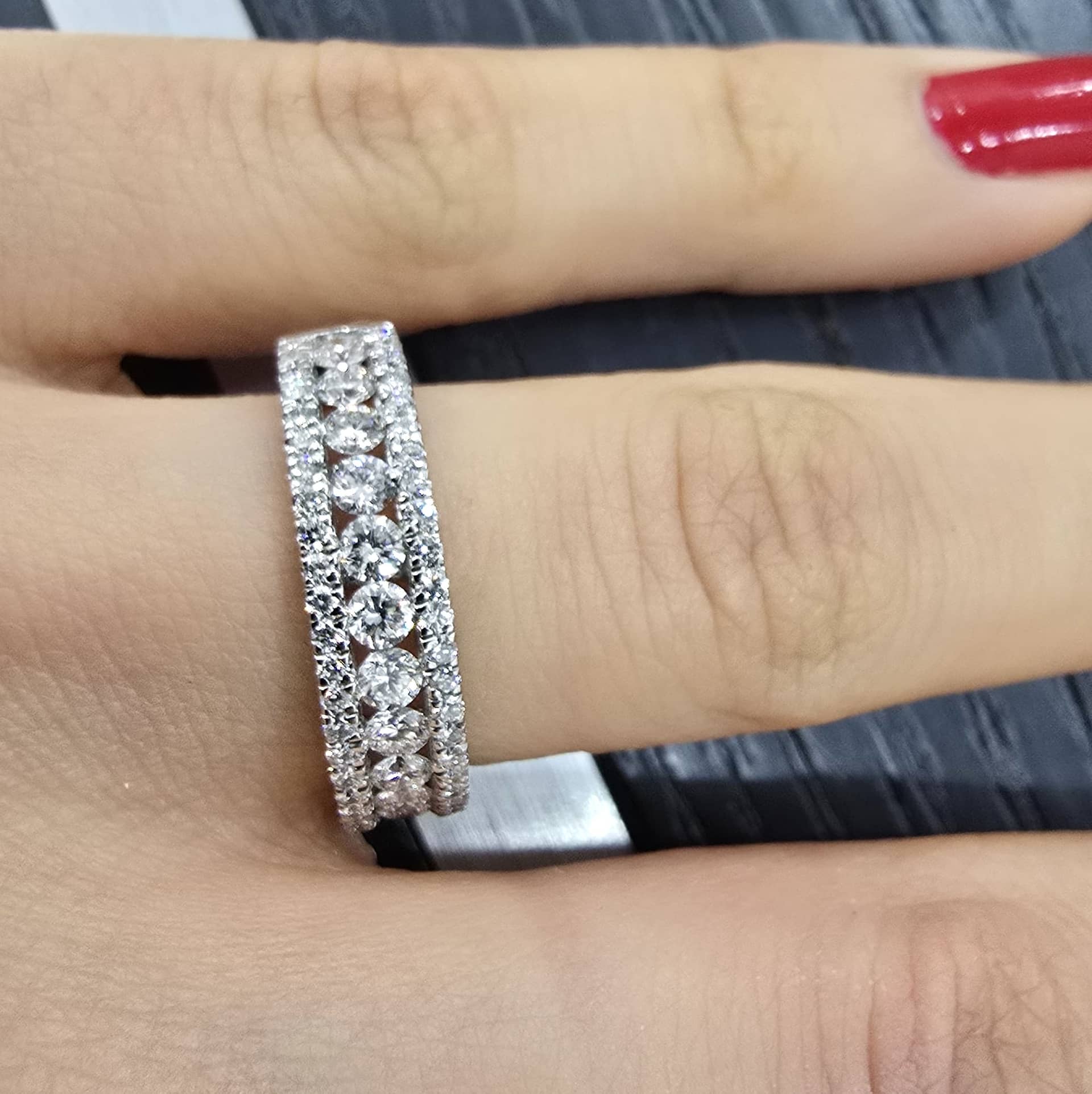 1.50Ct Natural Round Diamond Channel Set Half Eternity in Platinum