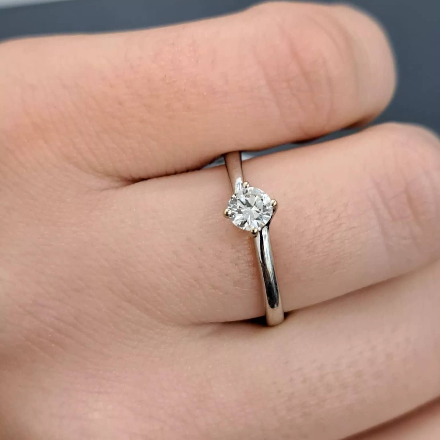 Natural 0.35Ct D/VVS Round Diamond Solitaire Ring in 950 Platinum