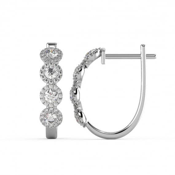 ROUND DIAMOND HALO HOOP EARRINGS IN 18K GOLD