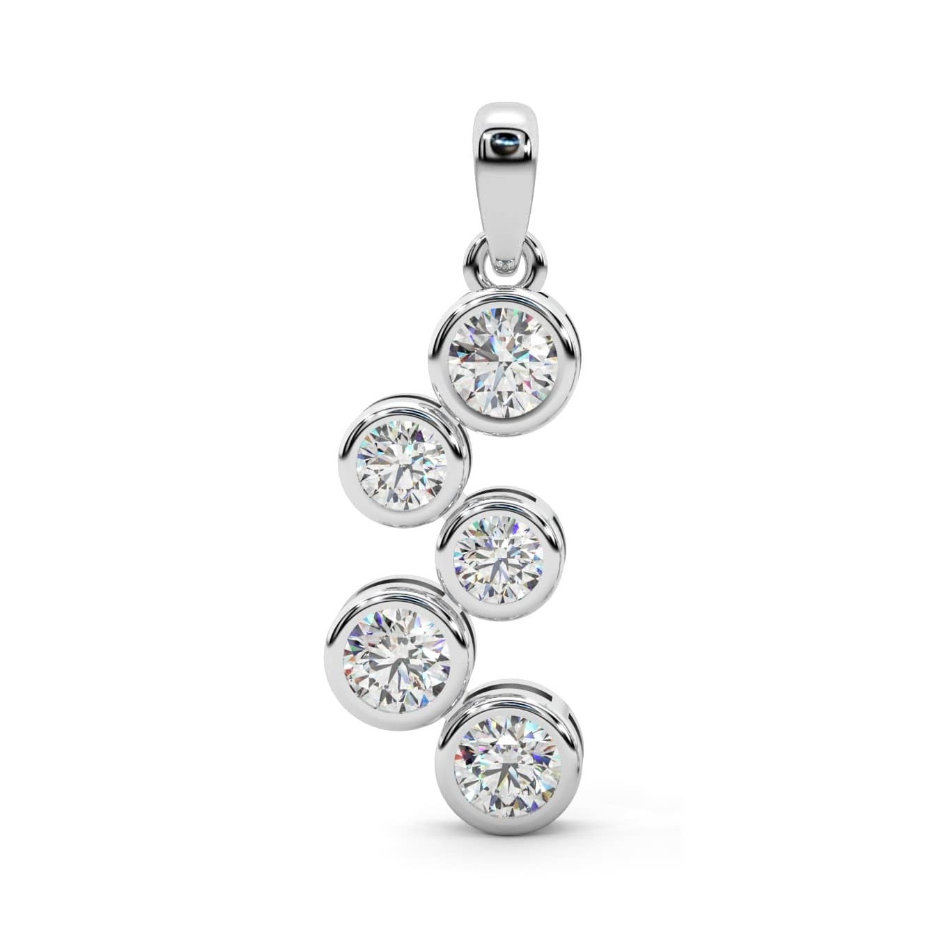 1.50Ct Natural Round Diamond Bezel Set Designer Pendant Crafted In Platinum