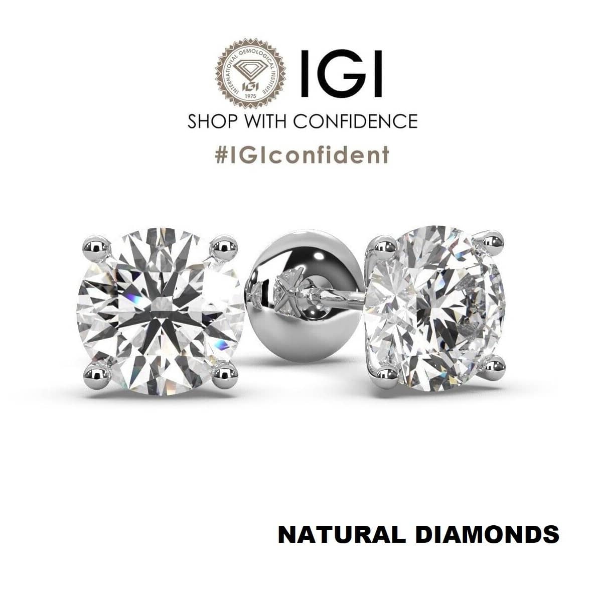 IGI Certified 6.25Ct Natural Round Diamond Stud Earrings Platinum Screw Back