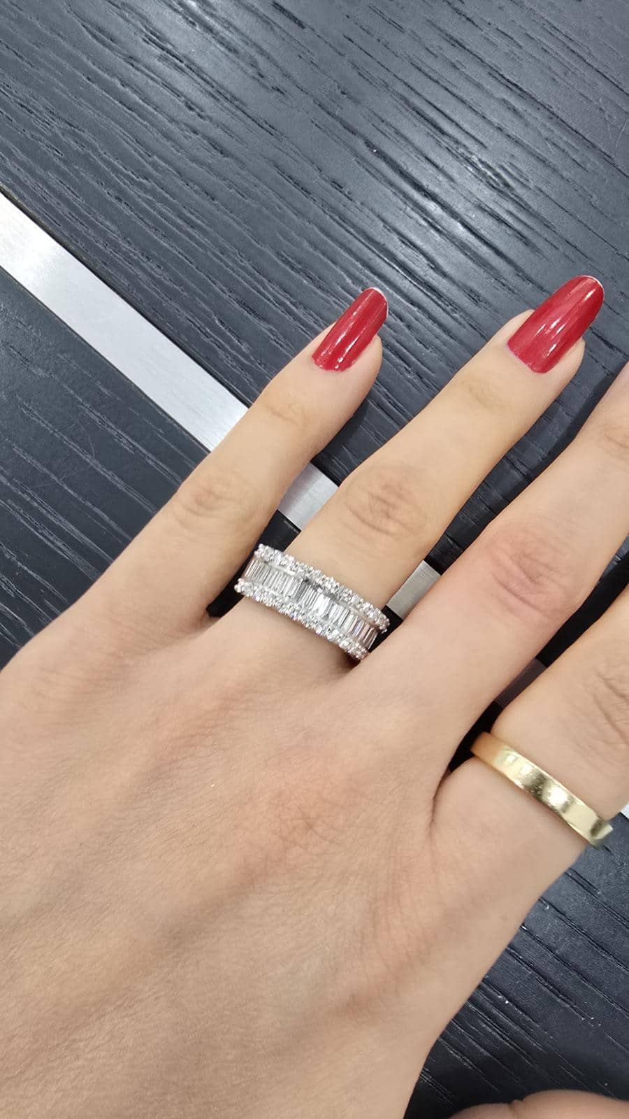 1.80ct F/VS Round & Baguette Diamond Half Eternity Ring, in Platinum