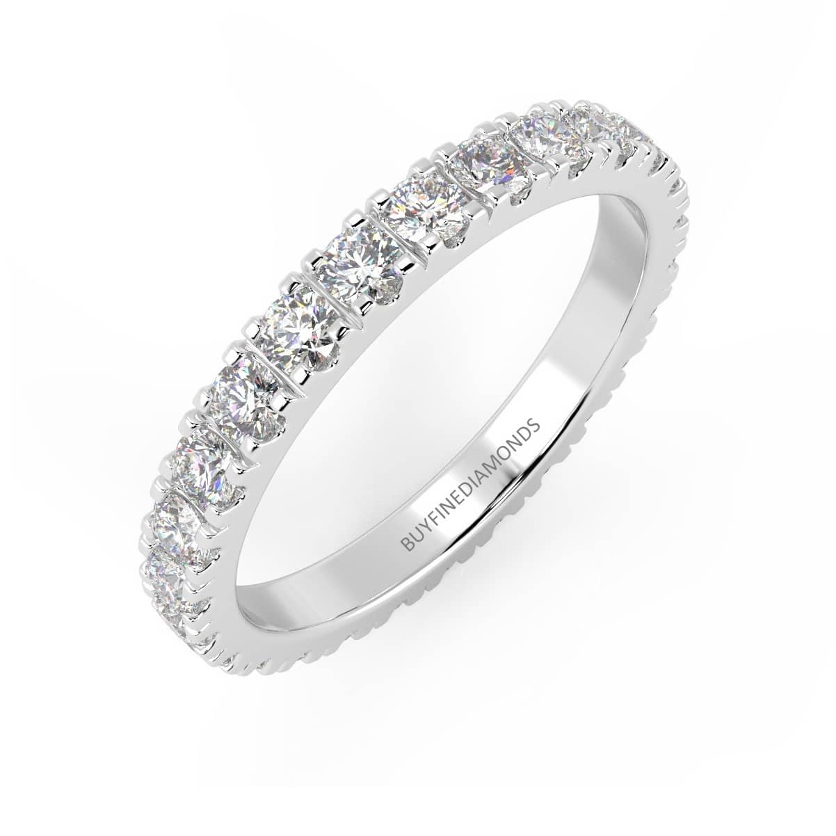 F-G/VS 1.30 CARAT ROUND DIAMOND MICRO PAVE SET FULL ETERNITY RING IN HALLMARKED PLATINUM