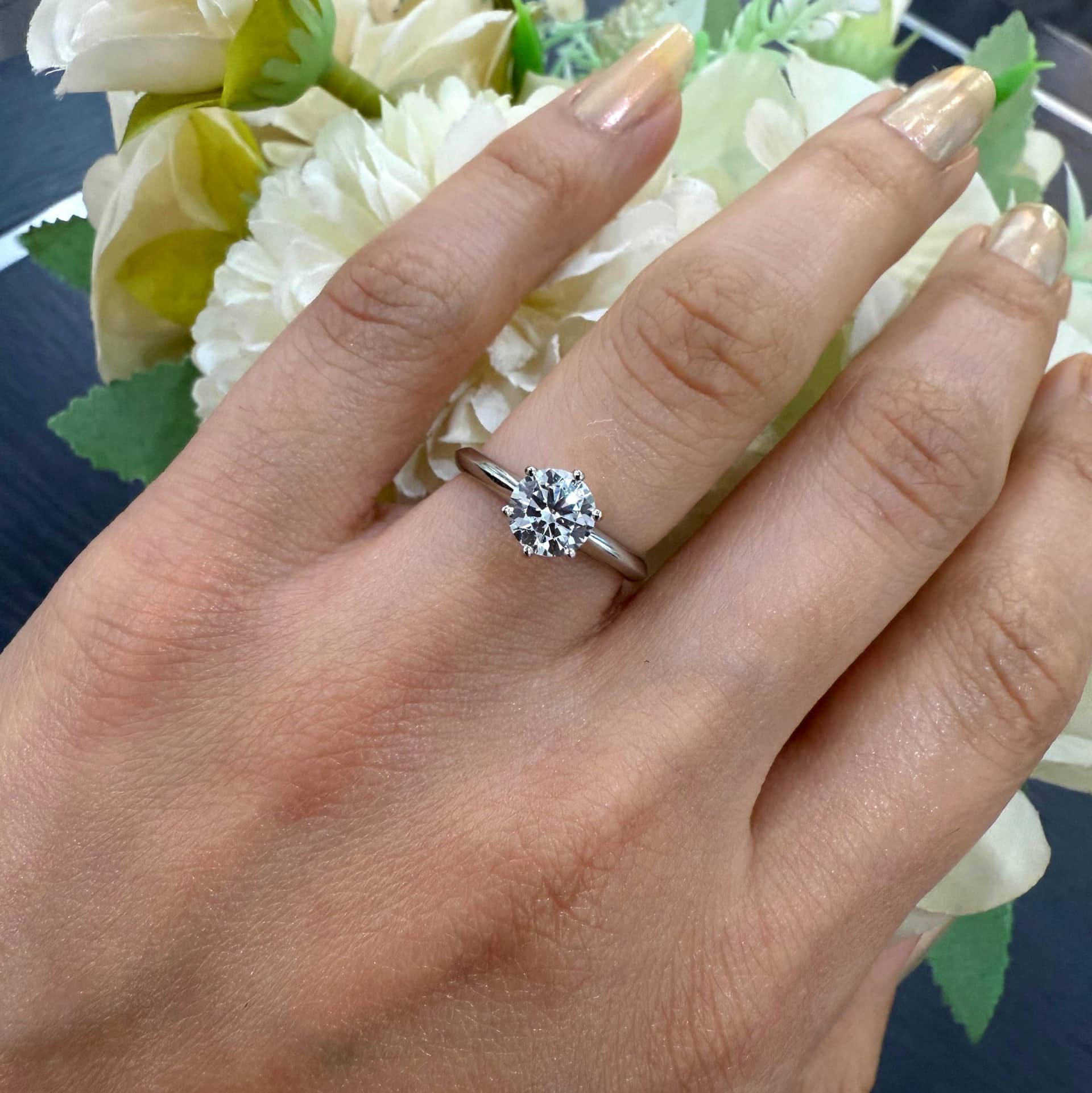 IGI Certified 1.00Ct Round Lab Grown Diamond Six Claw Solitaire Ring In Platinum