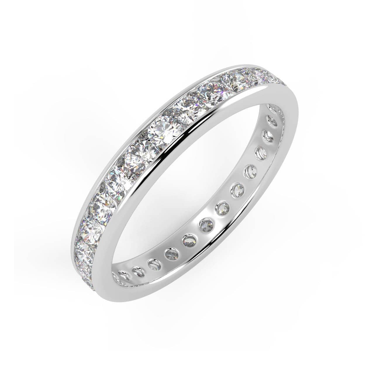 NATURAL 0.70CT D-F/VVS ROUND DIAMOND CHANNEL SET FULL ETERNITY RING FOR WOMEN'S IN PLATINUM