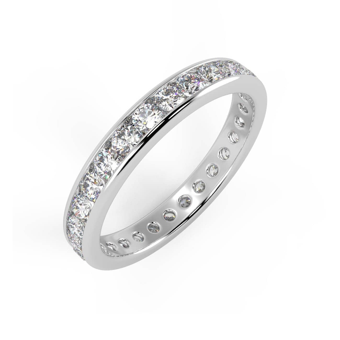 EXCEPTIONAL WHITE ! PLATINUM D-E/VS 1.50CT ROUND DIAMOND FULL ETERNITY RING FOR WOMEN'S - 3.2MM