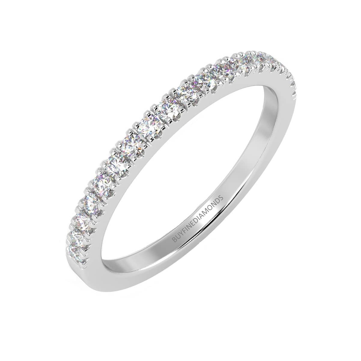 2 MM 0.40 CT ROUND DIAMOND MICRO PAVE SET HALF ETERNITY RING IN 9K WHITE GOLD