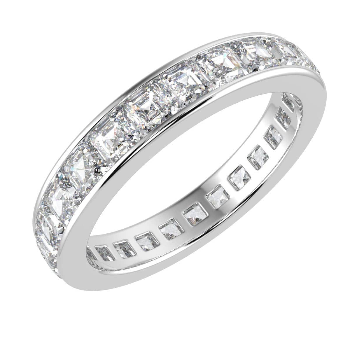 SPECIAL OFFER ! PLATINUM D-F/VVS ASSCHER DIAMOND FULL ETERNITY RING FOR WOMEN'S - 1.50CT - 2.00CT