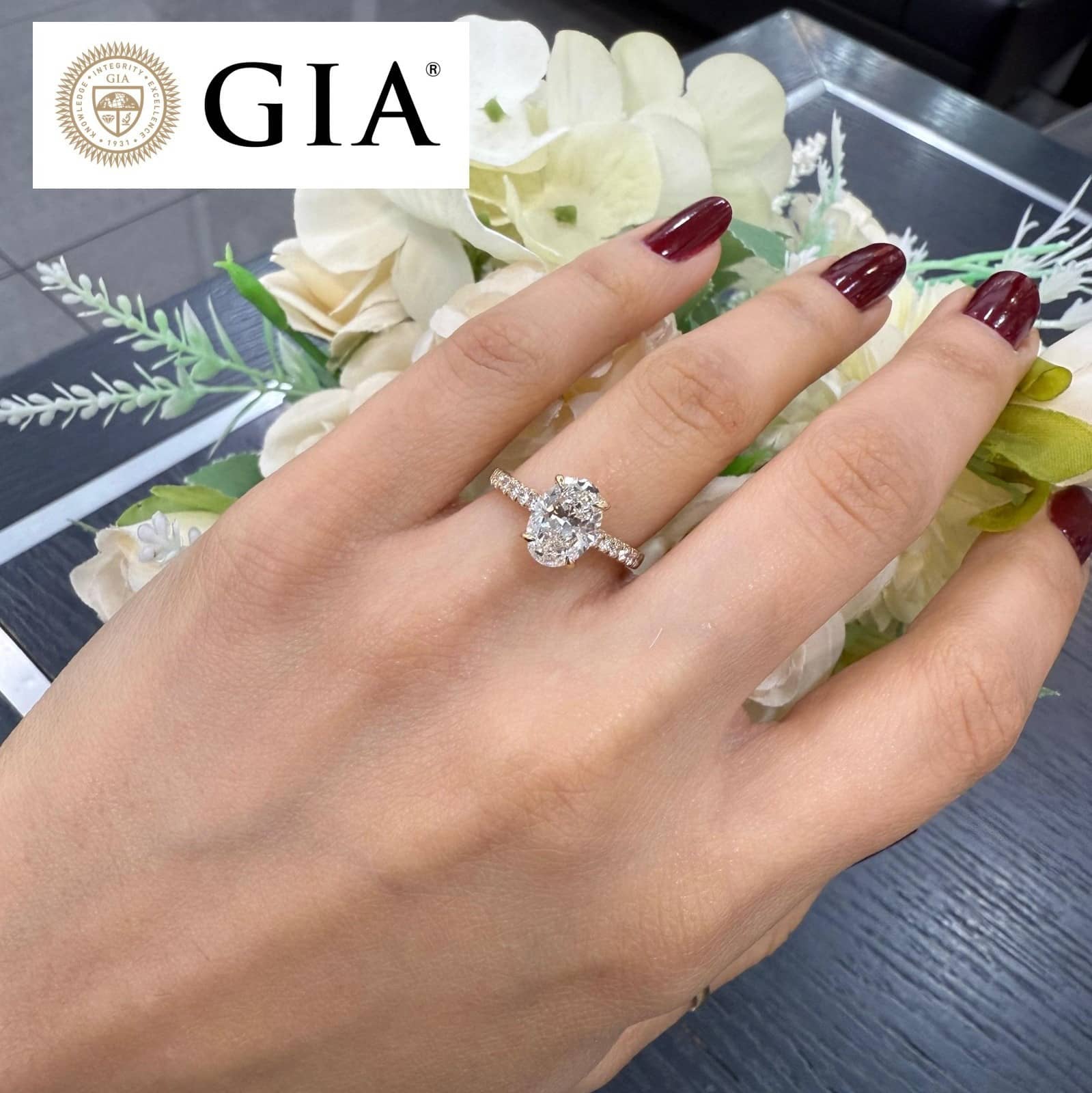 GIA Certified 2.30ct VS Oval Diamond Engagement Ring In 18k Yellow Gold
