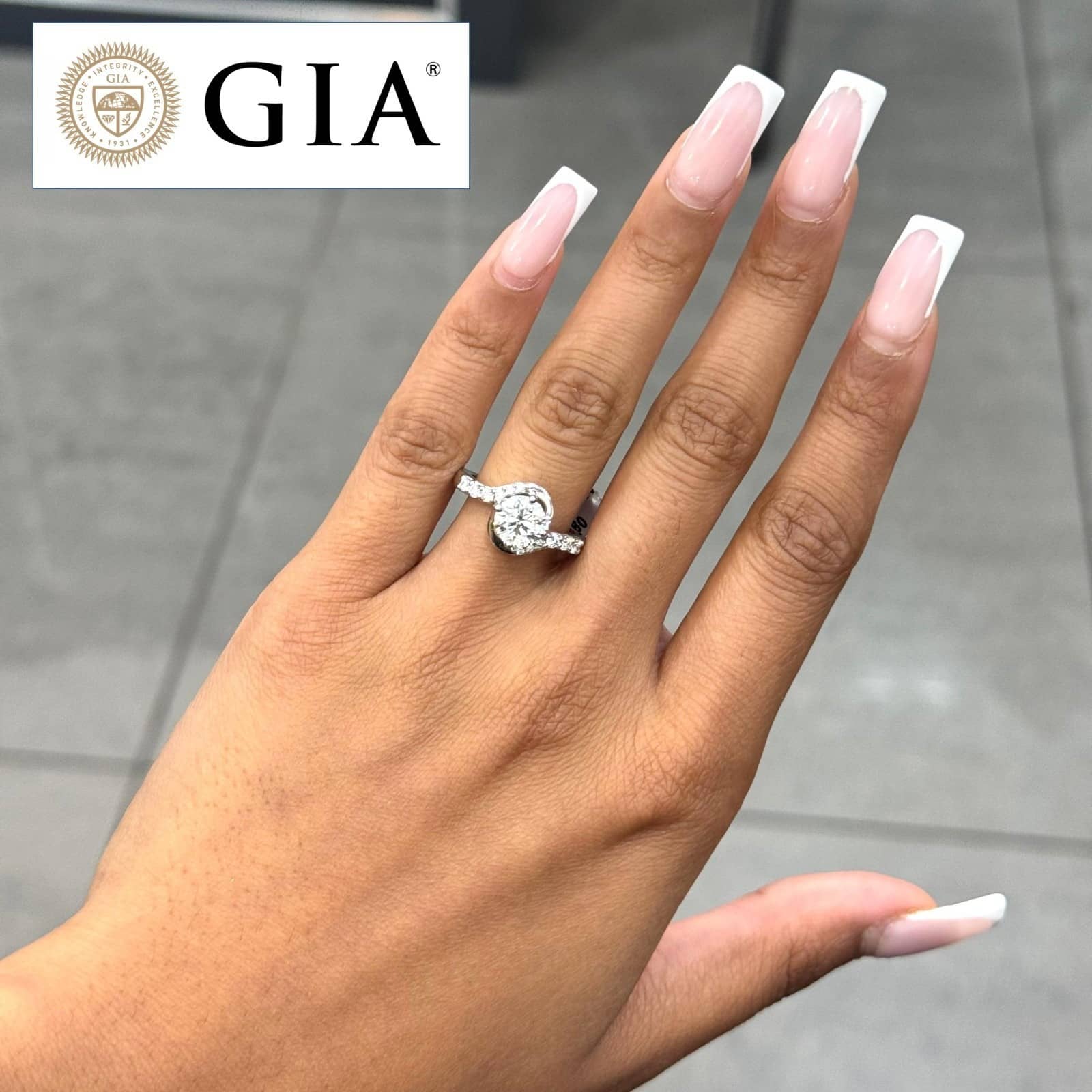 GIA Certified 1.50ct Natural Round Diamond Engagement Ring in Platinum