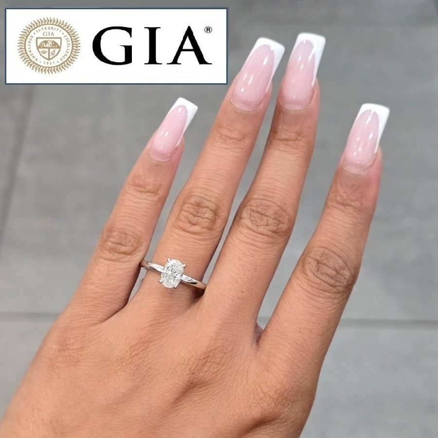 GIA Certified 1.05ct Natural Oval Diamond Hidden Halo Engagement Ring in Platinum