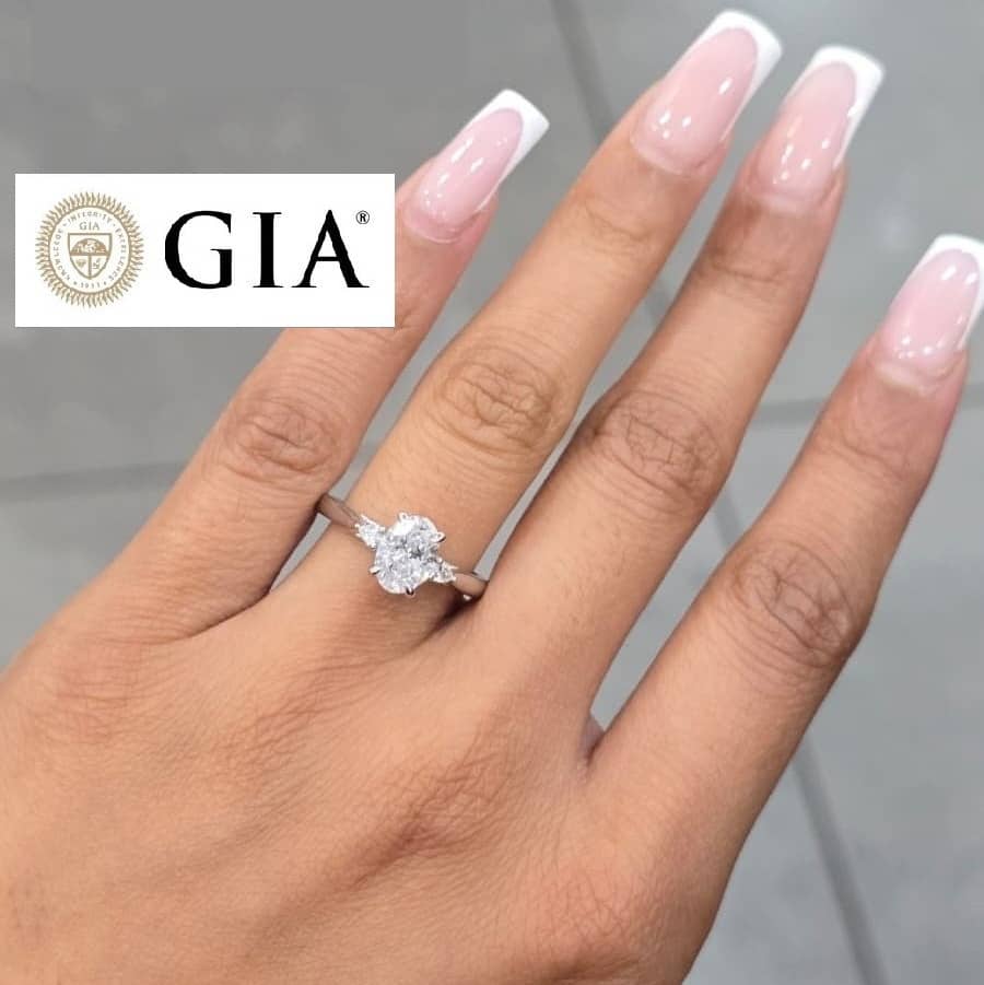 GIA Certified 1.12ct Natural Oval & Pear Diamond Trilogy Ring in Platinum