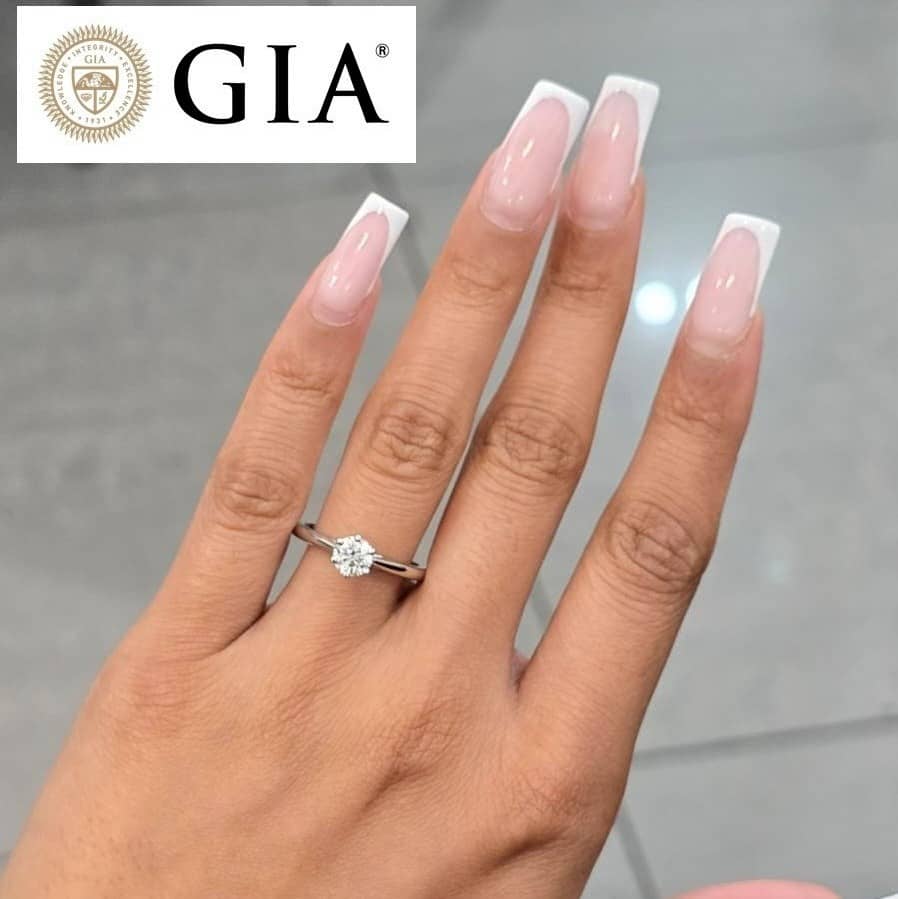 GIA Certified 0.58ct E/VS Natural Round Diamond 6 Claw Solitaire Engagement Ring Platinum