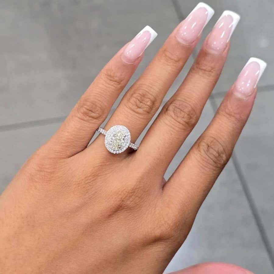1.50ct Natural Oval Diamond Double Halo Engagement Ring in Platinum