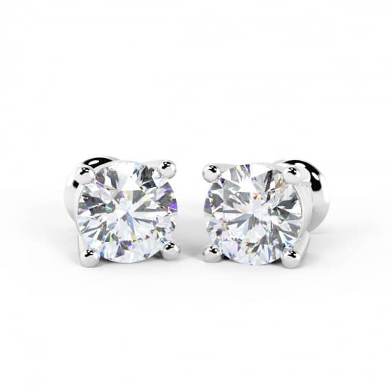 1.00CT Natural Round Diamond Claw Set Screw Back Stud Earring In Platinum