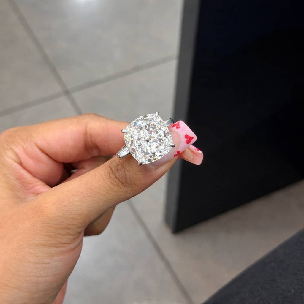 12.54 CT IGI LAB GROWN CUSHION DIAMOND SOLITAIRE RING IN PLATINUM