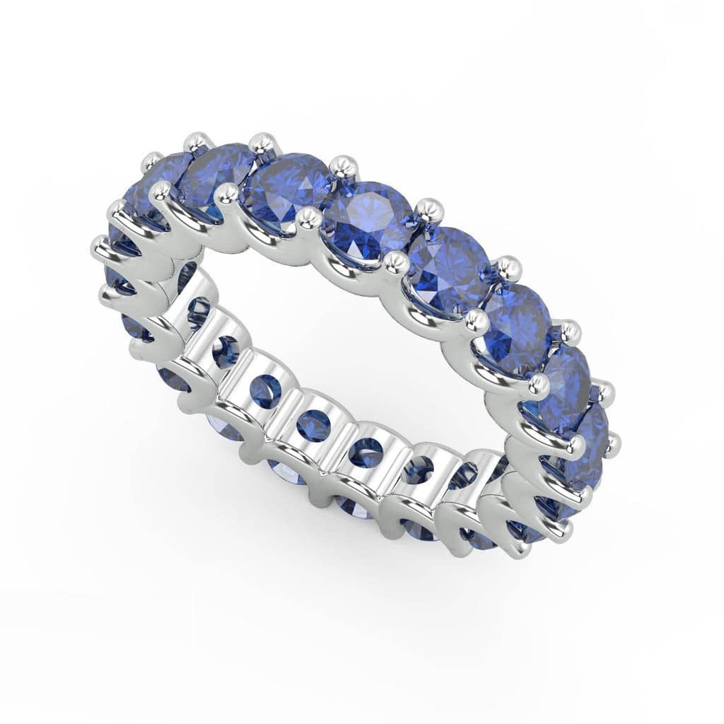 NATURAL SAPPHIRE U PRONG FULL ETERNITY RING IN HALLMARKED WHITE GOLD 3.00 CARAT