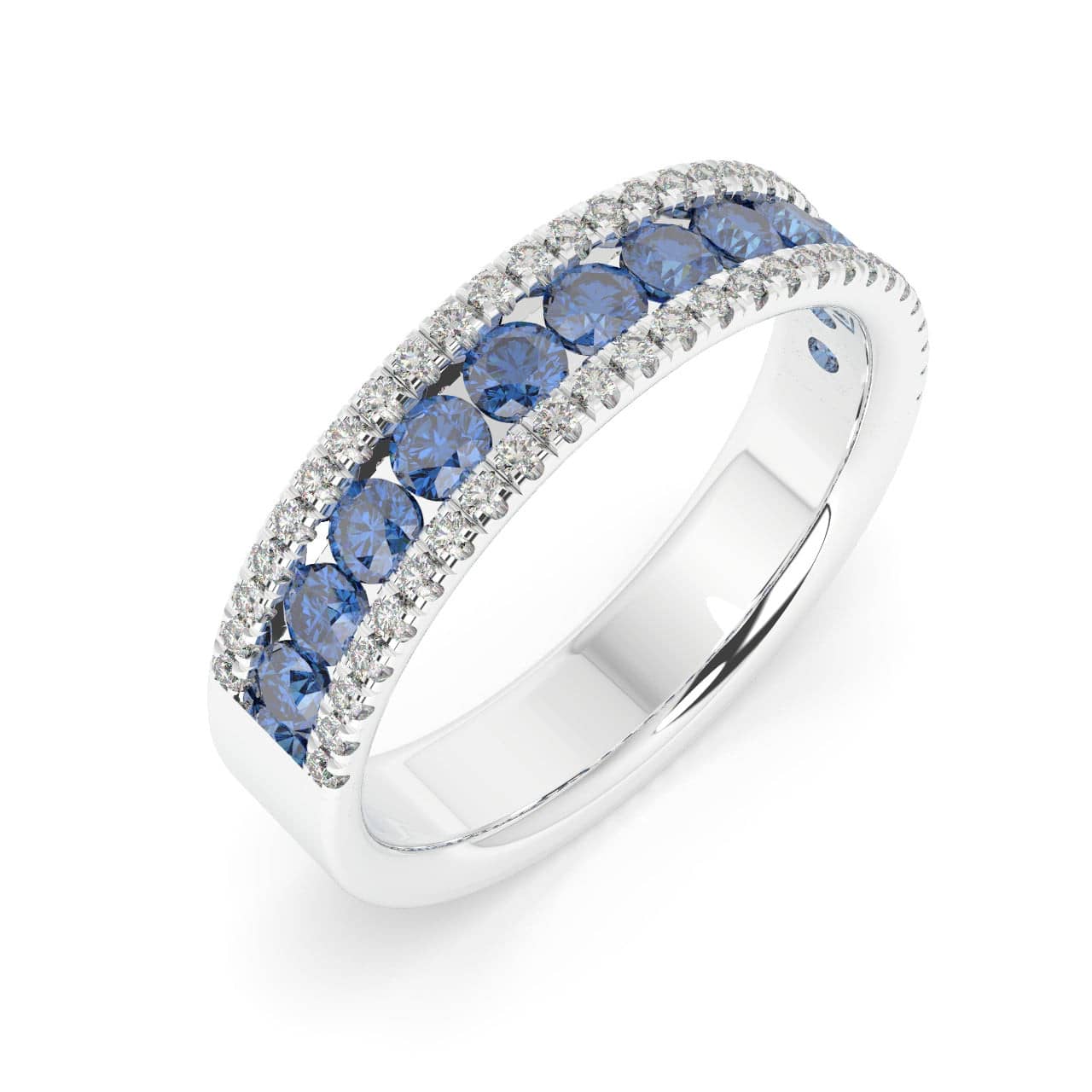 SAPPHIRE , RUBY AND DIAMOND DESIGNER HALF ETERNITY RING 1.50CT