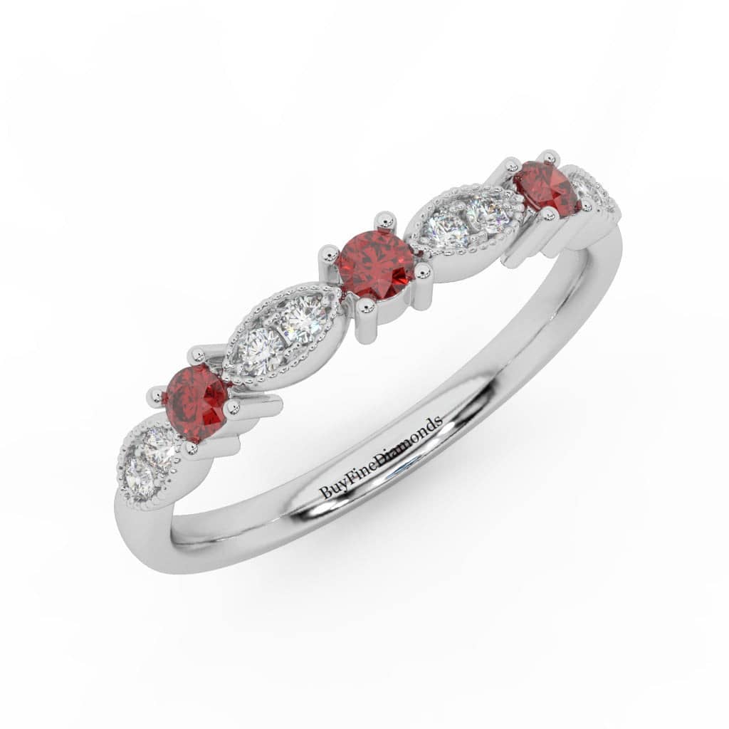 NATURAL GEMSTONE ROUND & DIAMOND WOMEN'S WEDDING BAND - 0.33 CARAT