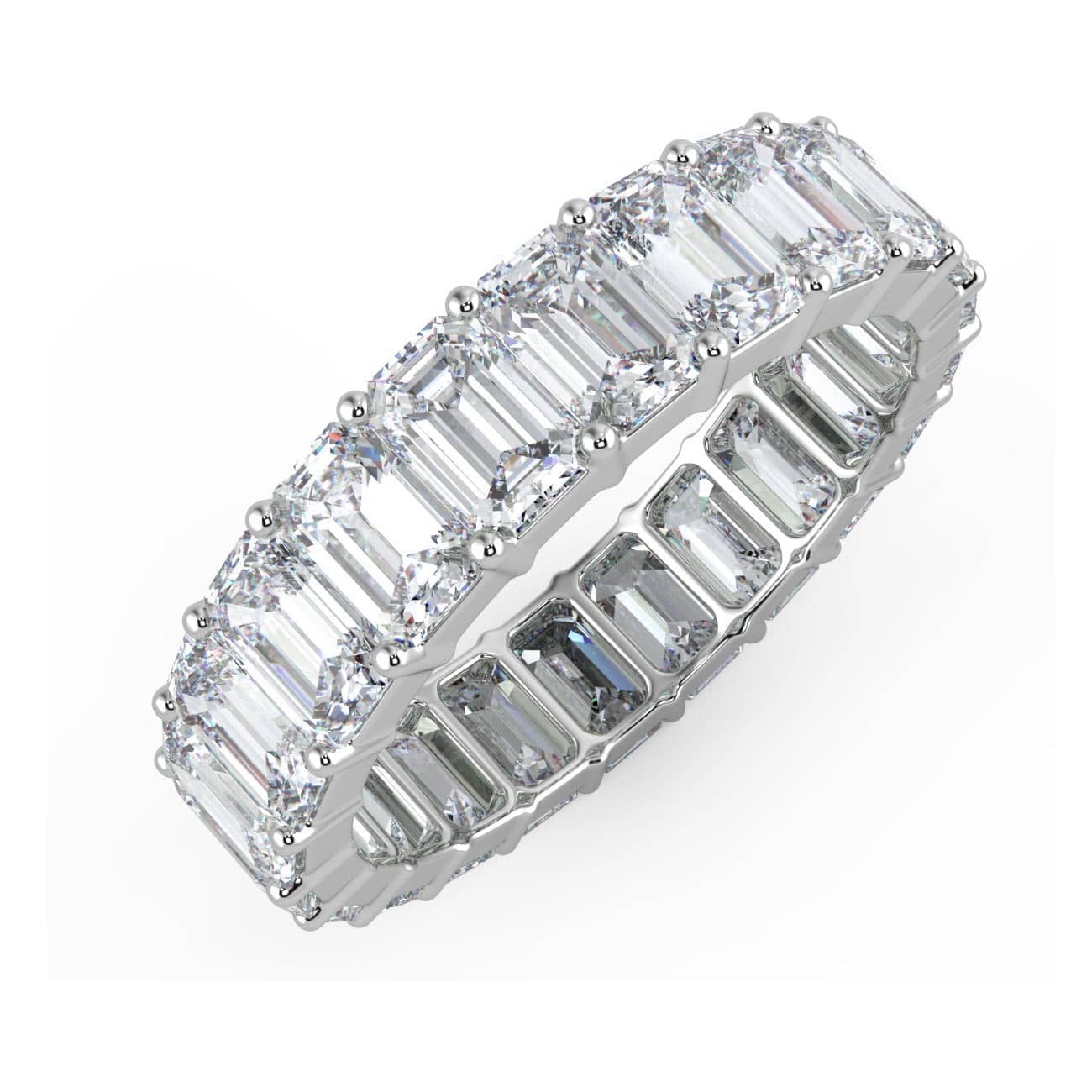 F/VS EMERALD DIAMOND FULL ETERNITY WEDDING RING FOR WOMEN CRAFTED IN GOLD AND PLATINUM 4.00 - 10.00 CT