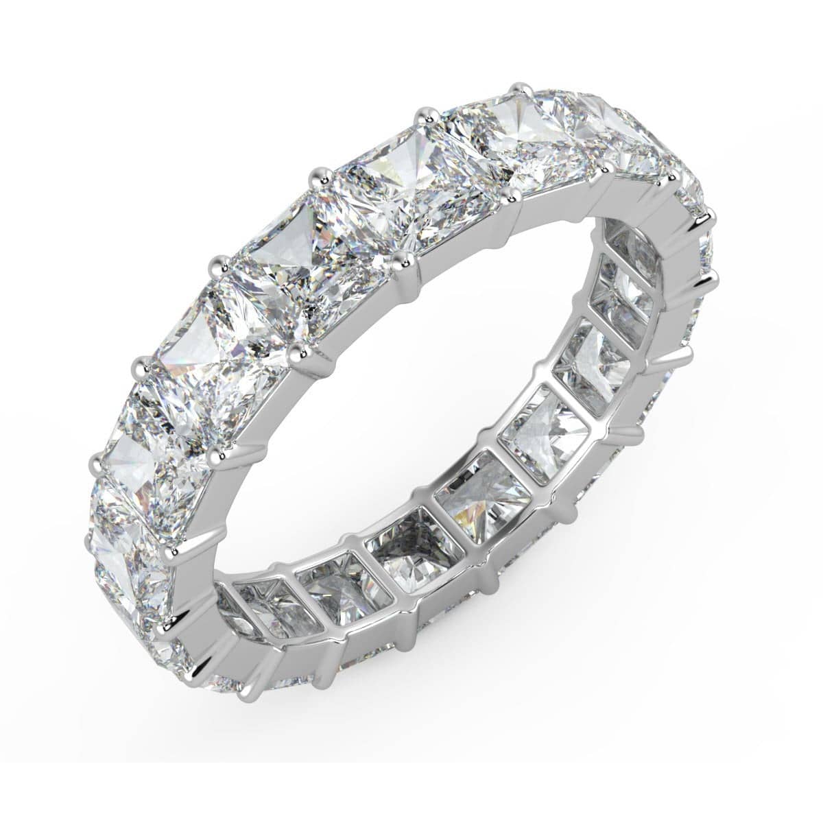 6.00 & 9.00 CT F/VS PRINCESS CUT DIAMOND FULL ETERNITY RING 18K GOLD AND PLATINUM