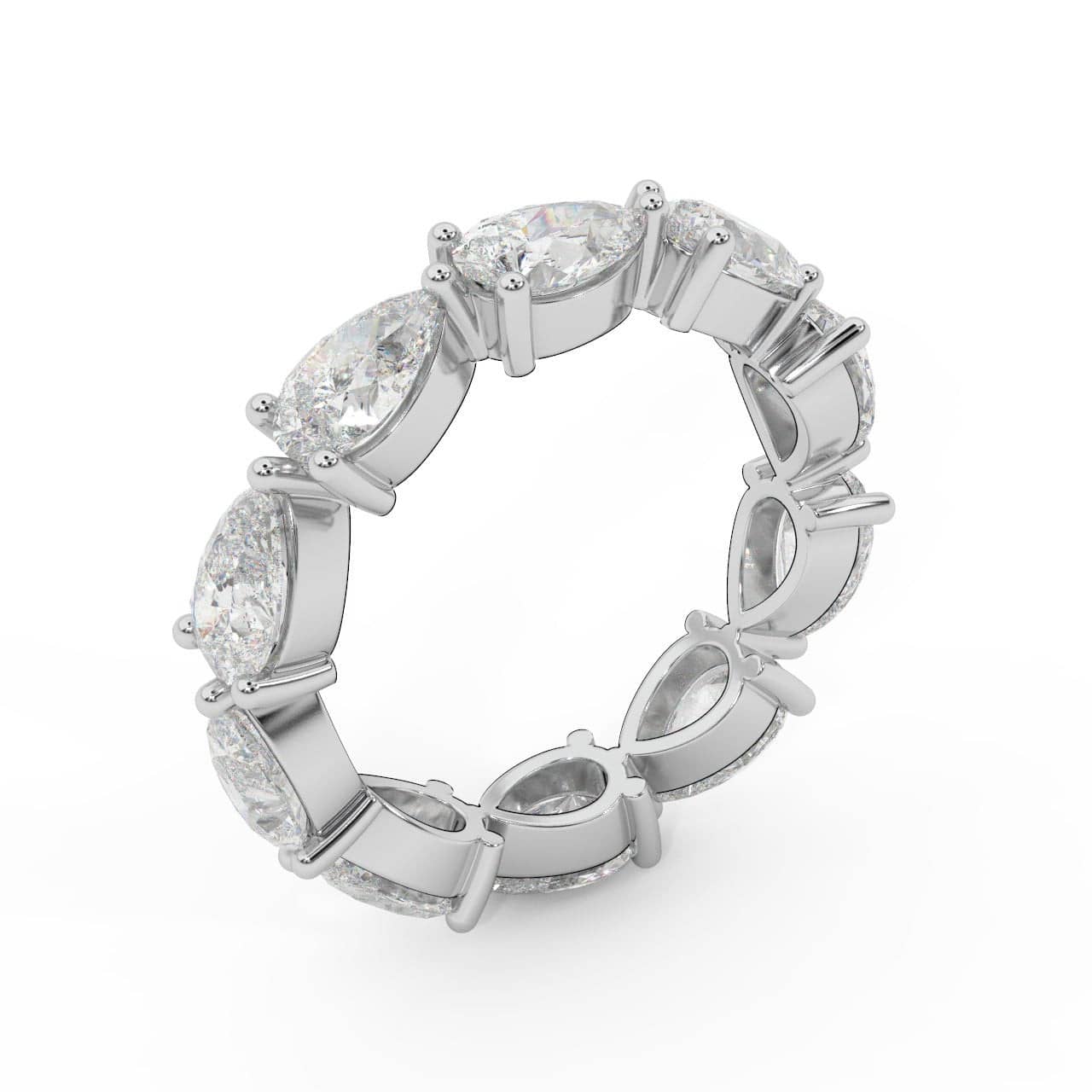F/VS 3.00 CT CERTIFIED PEAR DIAMOND FULL ETERNITY RING IN HALLMARKED 18K GOLD & PLATINUM