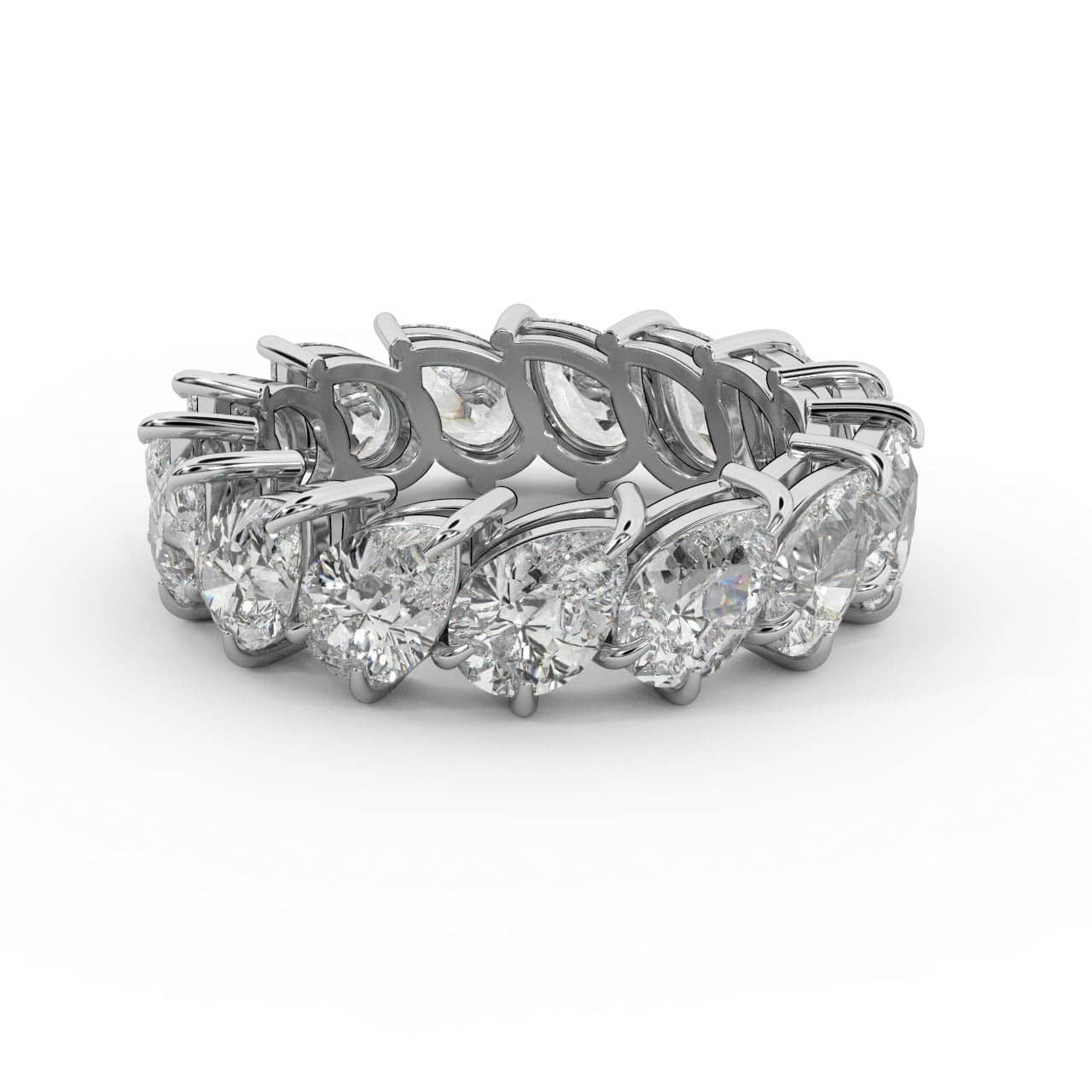 F/VS 5.00 CT CERTIFIED PEAR DIAMOND FULL ETERNITY RING IN HALLMARKED 18K GOLD & PLATINUM