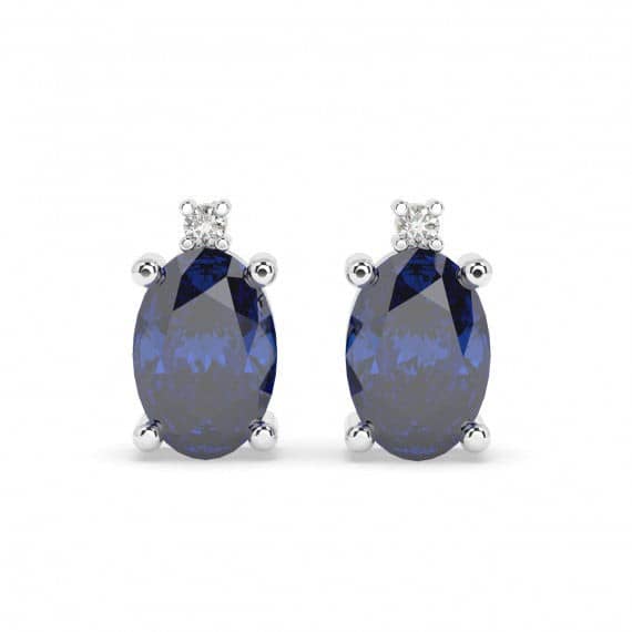 0.60 CT SAPPHIRE & DIAMOND DESIGNER EARRINGS IN WHITE GOLD