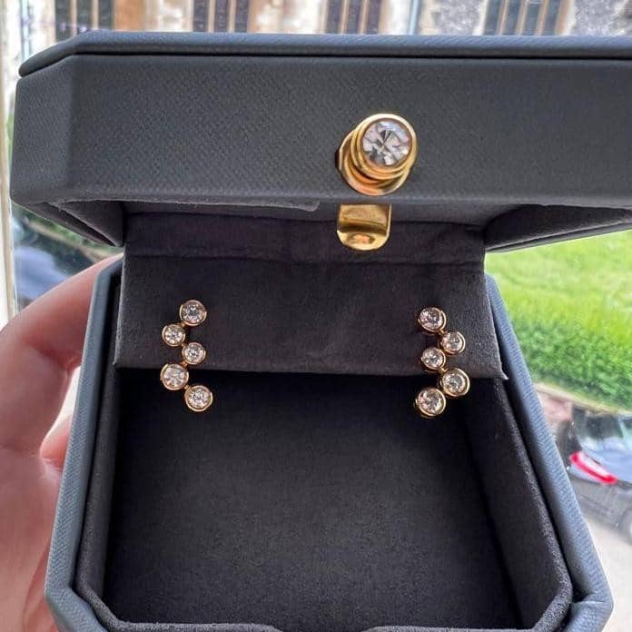 2.00 Ct AAA Natural Gemstone And Diamond Bezel Set Bubble Earring In White Gold