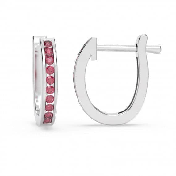 1.00CT NATURAL AAA DIAMOND CUT RUBY HOOP EARRING FOR WOMENS HEAVY GOLD