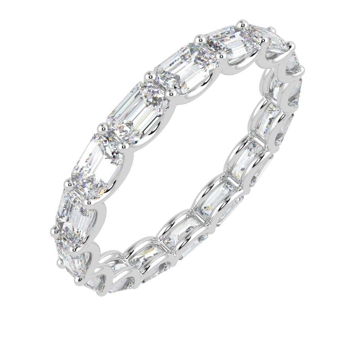 BAGUETTE DIAMOND CLAW SET FULL ETERNITY RING IN PLATINUM / 18K GOLD 2.50 CT F/VS