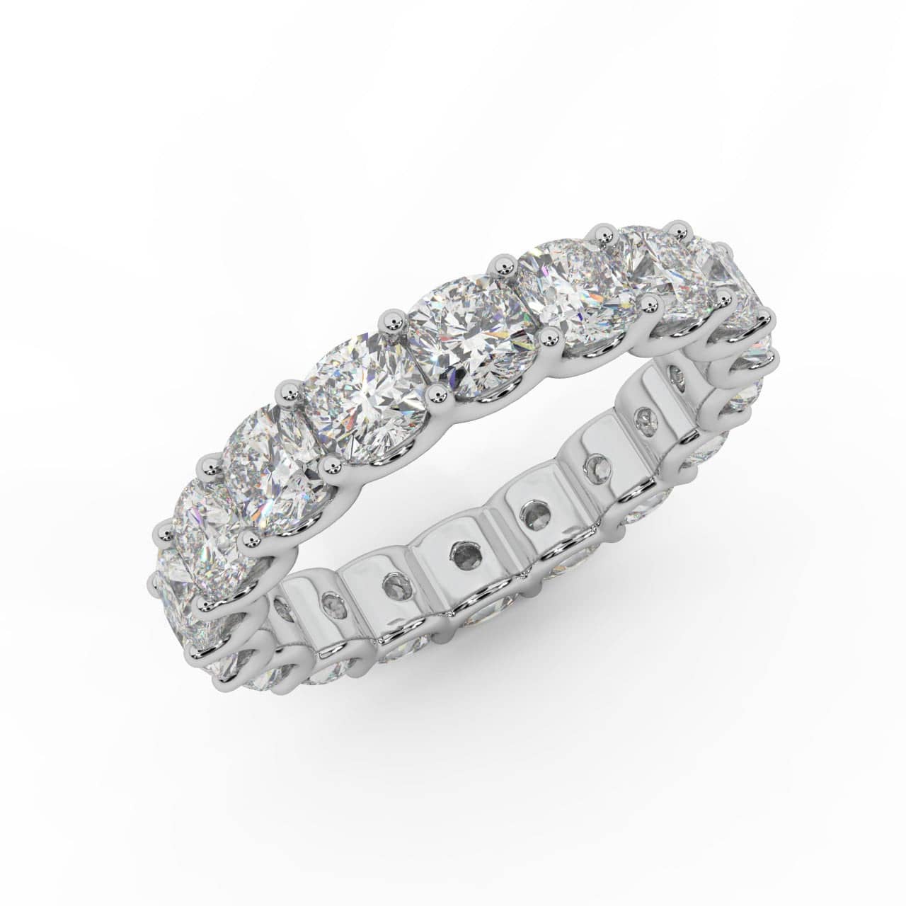 F/VS NATURAL CUSHION DIAMOND FULL ETERNITY RING FOR WOMEN IN PLATINUM