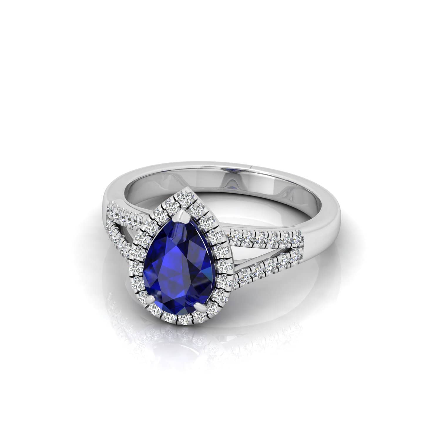 BEST DEAL..! 2.10 CT AAA TANZANITE PEAR & D/VS DIAMOND HALO ENGAGEMENT RING IN HEAVY 18K GOLD