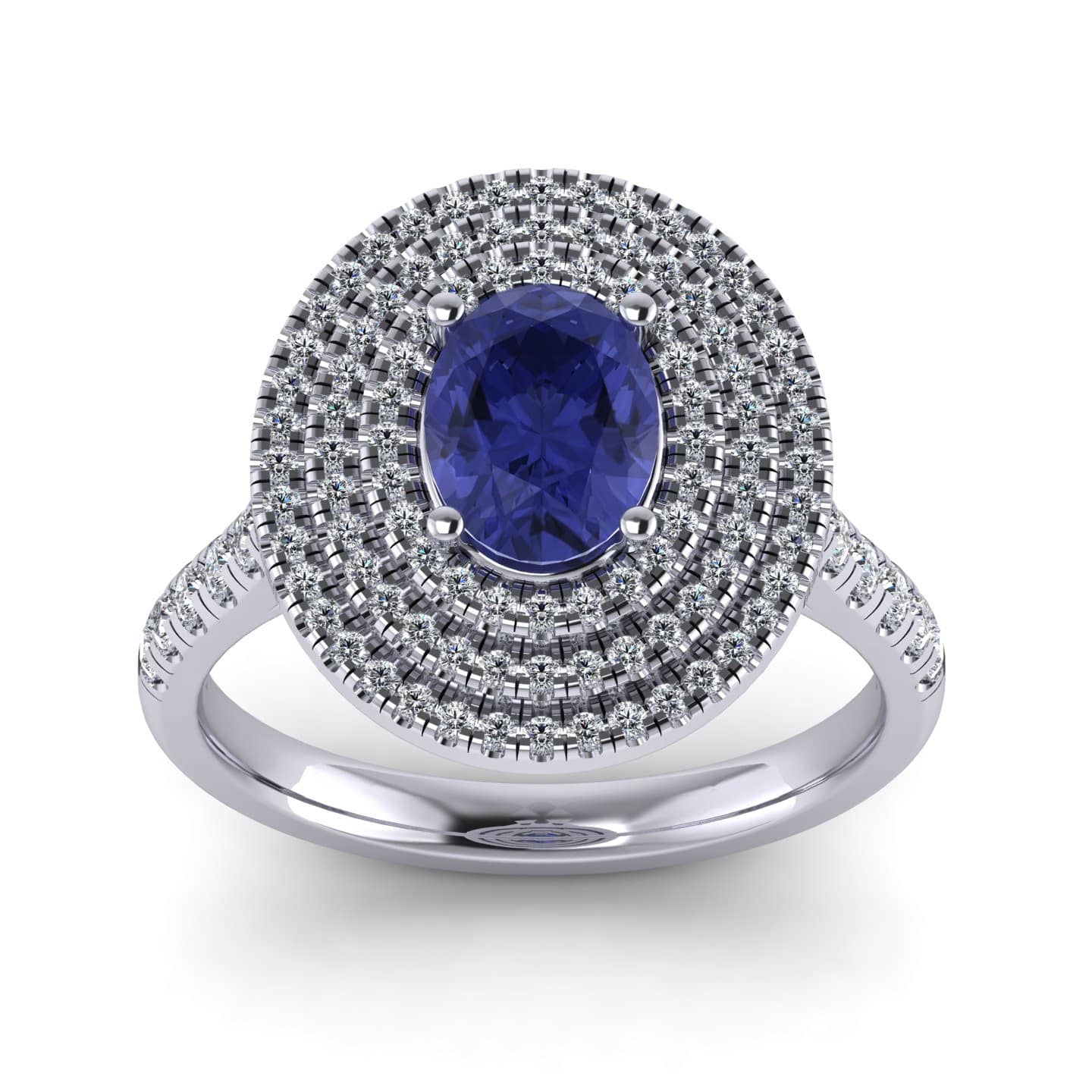 BEST DEAL..! TRIPLE HALO TANZANITE OVAL & F/VS DIAMONDS ENGAGEMENT RING - 2.50 CARAT