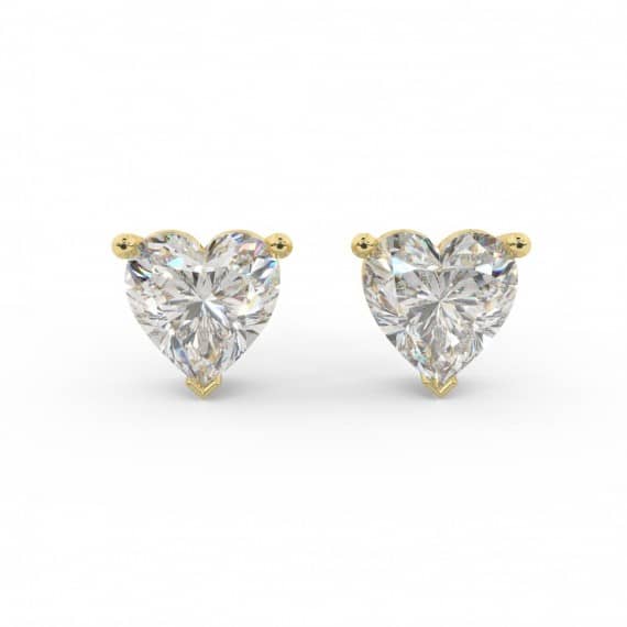 SPECIAL GIFT FOR WOMEN - HEART SHAPED DIAMOND STUD EARRING IN 18K YELLOW GOLD - 1.05 CARAT