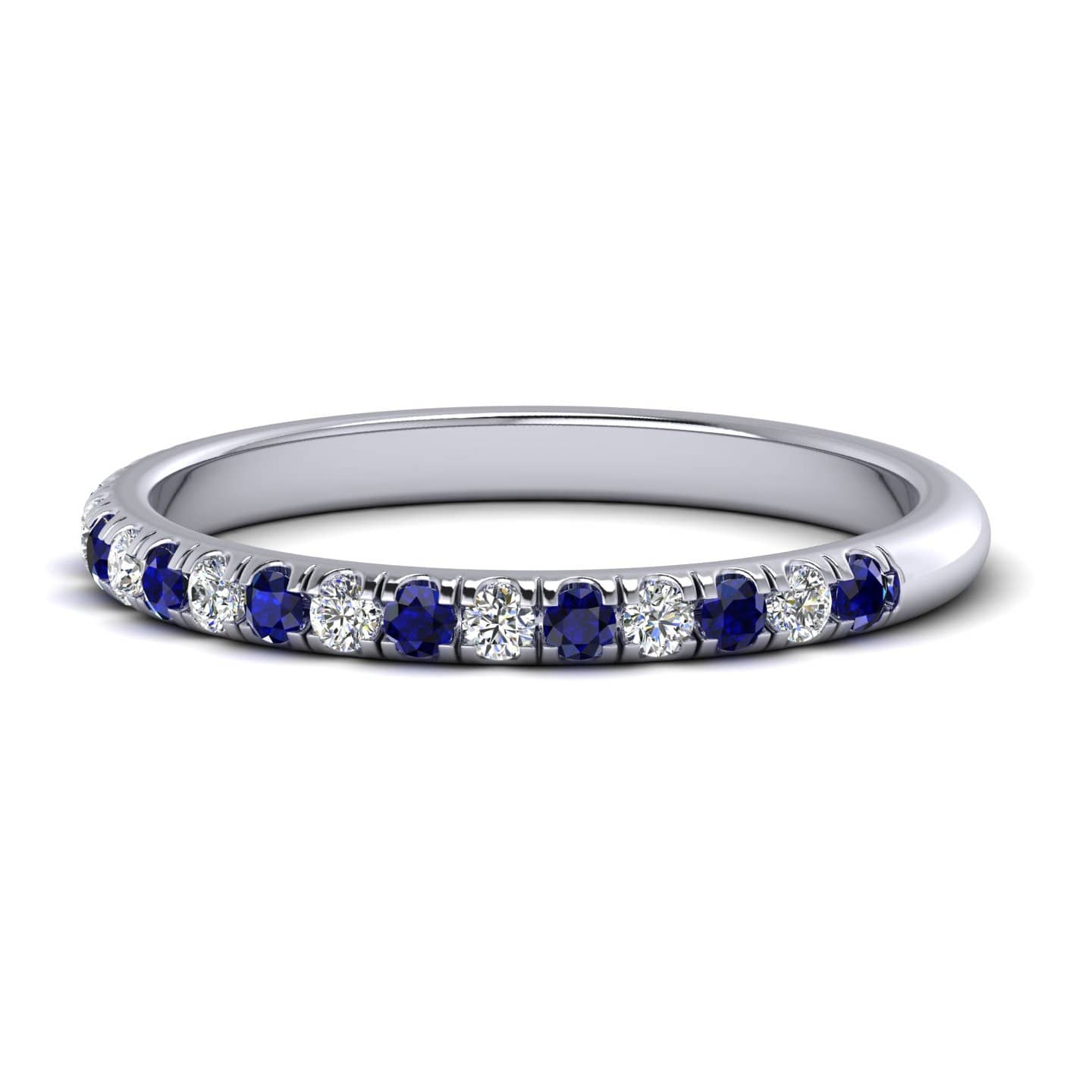 0.25CT NATURAL SAPPHIRE & DIAMOND MICRO PAVE SET HALF ETERNITY RING