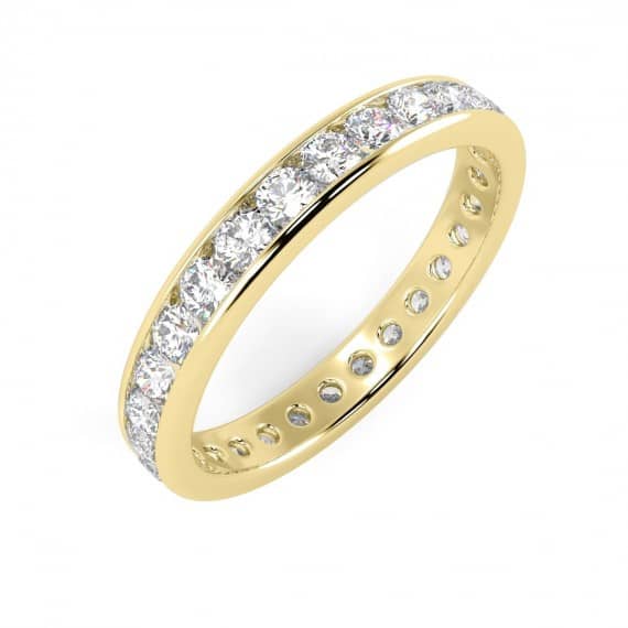 CHANNEL SET ROUND DIAMOND FULL ETERNITY RING IN UK HALLMARKED 18K YELLOW GOLD