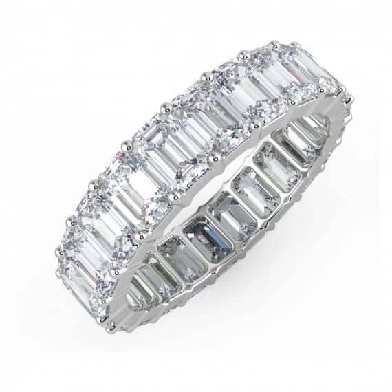 EXCELLENT QUALITY D/VVS 7.00 CT EMERALD CUT FULL ETERNITY RING WEDDING RING CRAFTED IN HEAVY PLATINUM