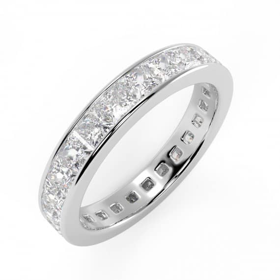 Princess Diamond Channel Set Full Eternity Ring , Platinum, 18K White / Yellow Gold