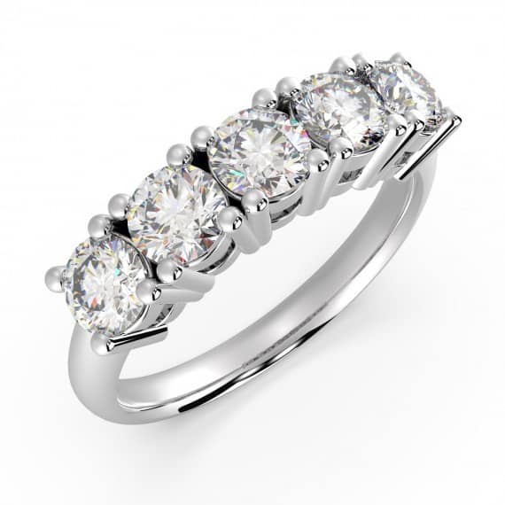 1.00 CT ROUND DIAMOND 5 STONE ETERNITY RING, UK HALLMARKED HEAVY PLATINUM