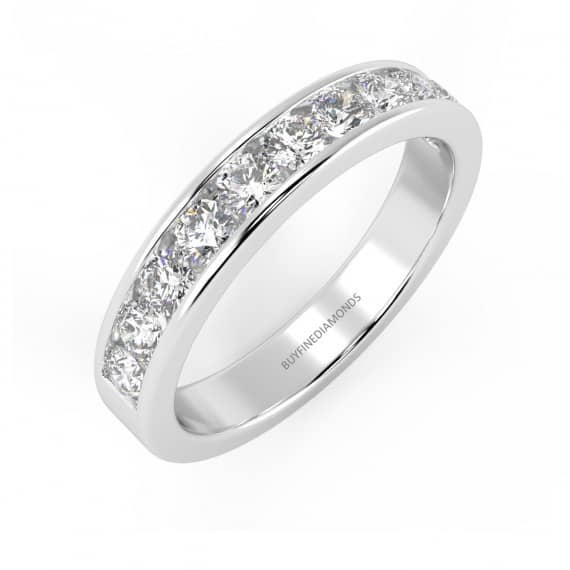 0.50CT TOP QUALITY F/VS ROUND DIAMOND HALF ETERNITY RING 18K GOLD / PLATINUM