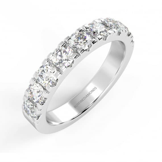 WGI CERTIFIED F/VS 1.20 CT ROUND DIAMOND MICRO PAVE HALF ETERNITY RING. PLATINUM