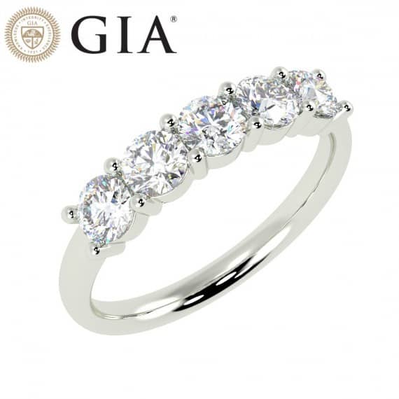 GIA CERTIFIED EXCEPTIONAL WHITE E/VS 1.55 CT ROUND DIAMOND ETERNITY RING, HALLMARKED PLATINUM