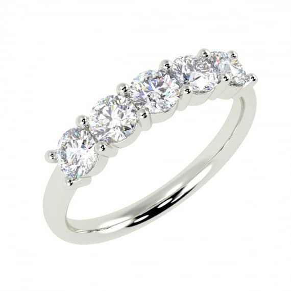 1.00 CT F/VS ROUND DIAMOND FIVE STONE CLAW SET HALF ETERNITY IN PLATINUM/18K GOLD