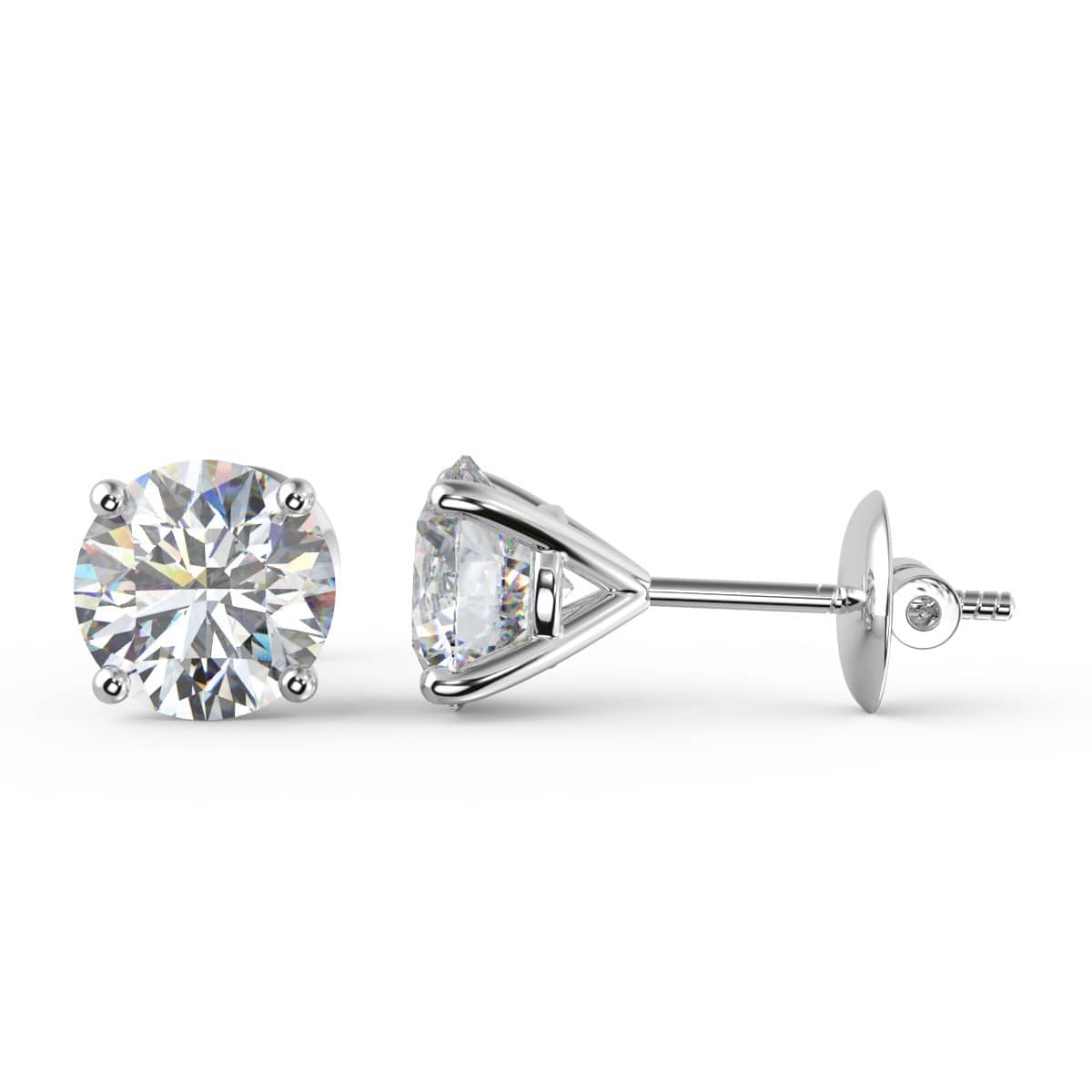Four-Prong Martini Round Diamond Stud Earrings