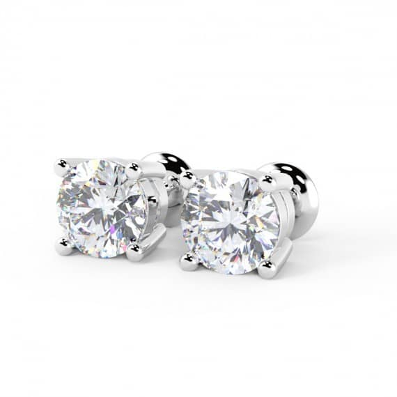 CERTIFIED TOP QUALITY F/VS 1.00 CT ROUND DIAMOND STUD EARRINGS IN 950 PLATINUM