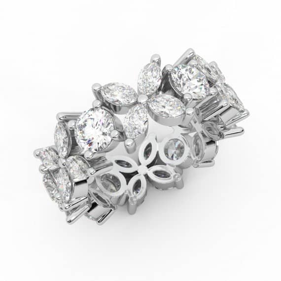 950 PLATINUM F/VS 4CT MARQUISE AND ROUND DIAMONDS DESIGNER FULL ETERNITY RING