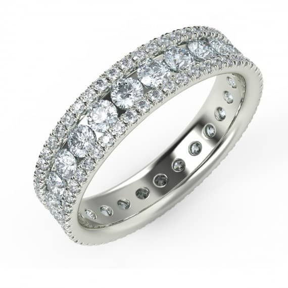 BEAUTIFUL ROUND DIAMOND TRIPLE ROW FULL ETERNITY RING