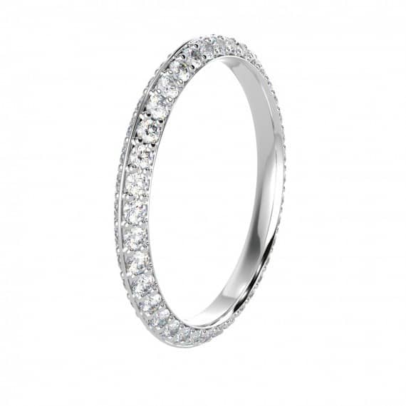 1.00 CT F/VS ROUND DIAMOND KNIFE-EDGE DIAMOND FULL ETERNITY RING IN PLATINUM/18K GOLD