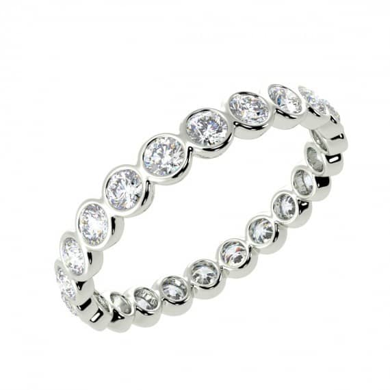 1.00 - 2.00 CT F/VS ROUND DIAMOND BEZEL SET FULL ETERNITY RING IN PLATINUM/18K GOLD
